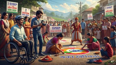 असम में मतदान बढ़ाने के लिए व्लॉगर, पैरा-साइकिलिस्ट और शुभंकर का सहारा.