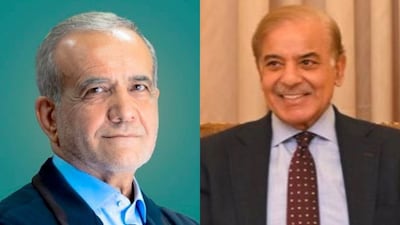 Masoud Pezeshkian and Shehbaz Sharif. (Images X)