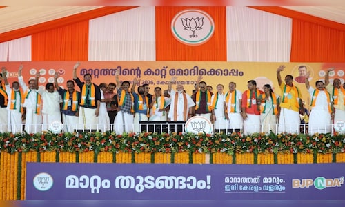 PM Modi’s Kerala visit in pics: Thrissur roadshow, Chenda moment highlight NDAs campaign push