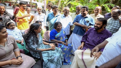 Thiruvananthapuram: Kerala Education Minister and LDF candidate from the Nemom constituency V Sivankutty during an election campaign for the upcoming Kerala Legislative Assembly election, in Thiruvananthapuram, Wednesday, March 18, 2026. (PTI Photo)(PTI03_18_2026_000282B)