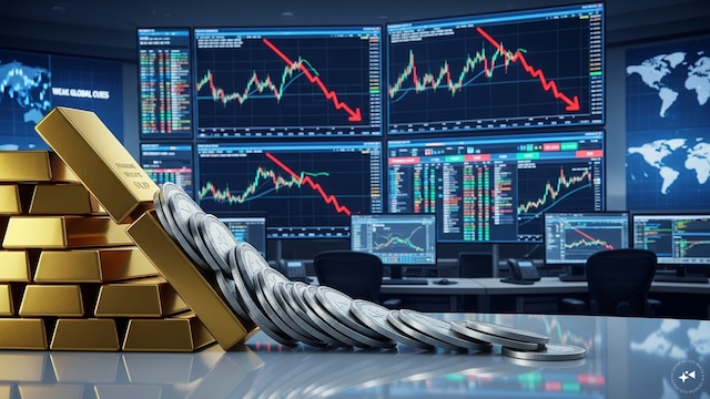 India gold, silver prices slip in futures trade on weak global cues India gold, silver prices slip in futures trade on weak global cues