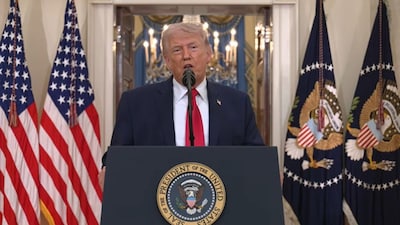 US President Donald Trump address to the nation on April 1 (screengrab)