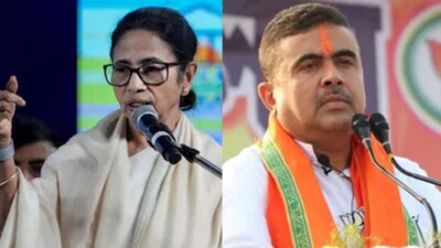 TMC's Mamata Banerjee and BJP's Suvendhu Adhikari (PTI Photos) 