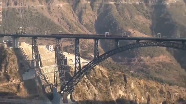Vande Bharat Express over Chenab River bridge. (Image X)