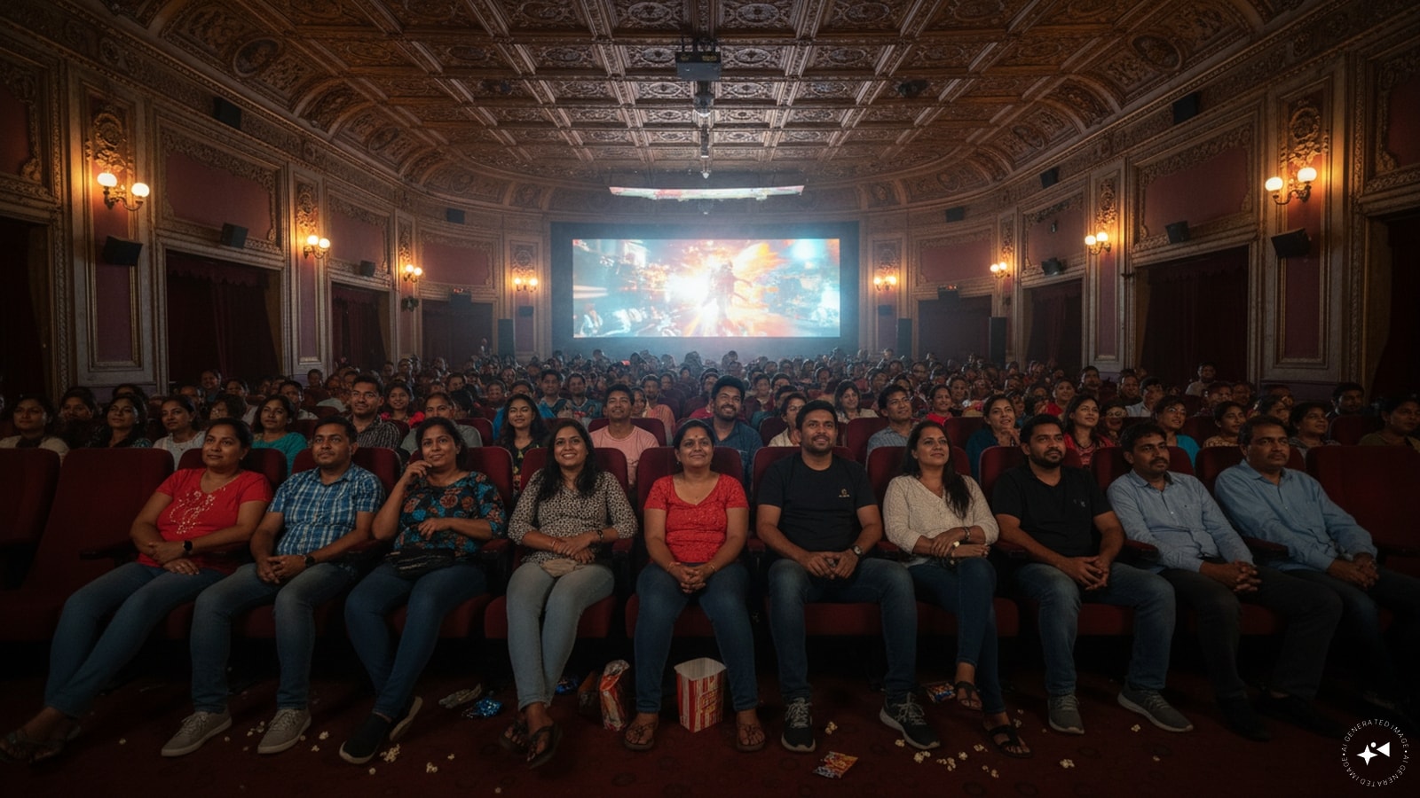 Indian movie theatre (Image AI generated)