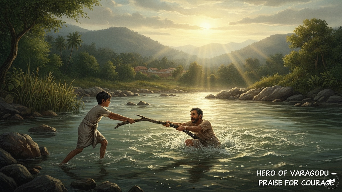 9-year-old saves father from river