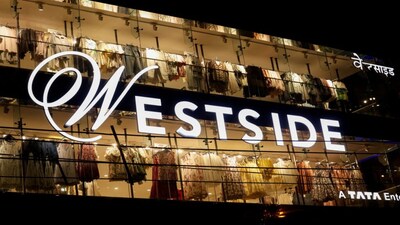 FILE PHOTO: Logo of the Indian fashion retailer Trent's flagship brand Westside is displayed in front of their showroom in New Delhi, India, April 14, 2025. REUTERS/Priyanshu Singh/File Photo