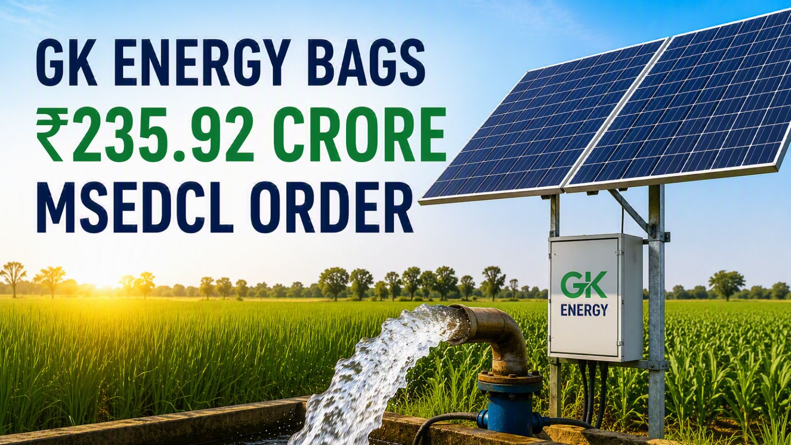 GK Energy shares rise 4% on securing ₹236 crore MSEDCL solar pump order