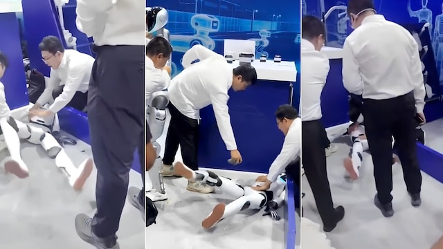 Watch: Humanoid robot 'throws a tantrum' at Beijing conference after remote control fails