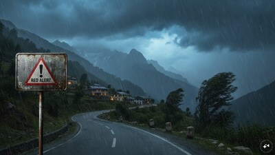 Weather update: Red alert in Uttarakhand, heavy to very heavy rain warning for Himachal, UP. (Image AI generated)