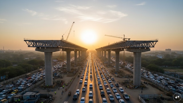 Delhi clears 5.5-km elevated corridor to bypass 12 junctions between Outer Ring Road and Mehrauli-Badarpur. (Image AI generated)