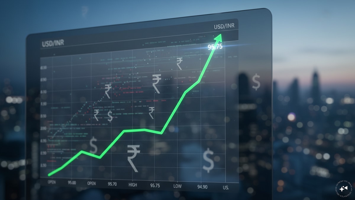 Rupee opens stronger at 95.75 against dollar; importer demand caps gains