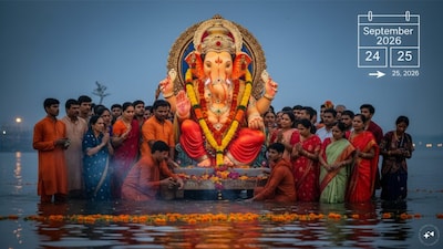 Anant Chaturdashi 2026: Why Ganesh Visarjan is on September 25 despite Chaturdashi starting on September 24. (Image AI generated)