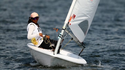 Asian Games - Aichi-Nagoya 2026 - Sailing - Kaiyoh Yacht Harbor, Gamagori, Japan - October 3, 2026 India's Mahi Verma in action during the Girls' Dinghy Opening Series Race 11 REUTERS/Issei Kato
