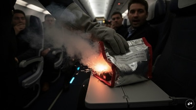 There can be several reasons why a power bank catches fire. These include poor-quality batteries, manufacturing defects, physical damage and improper use. (Image AI generated)
