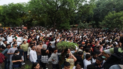 Cockroach Janta Party (CJP) supporters celebrate after the resignation of Education Minister Dharmendra Pradhan over National Eligibility cum Entrance Test (NEET) examination paper leaks, at Jantar Mantar in New Delhi, India, July 25, 2026. REUTERS/Priyanshu Singh