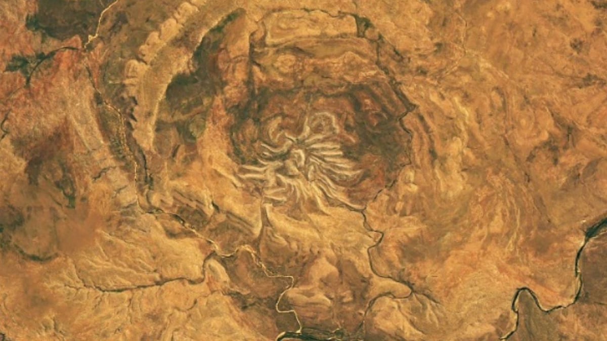 NASA satellite captures ancient crater in Australia; it looks like a giant spider from above
