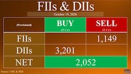 FIIs sell ₹1,149 crore, DIIs buy ₹3,201 crore as market ends lower