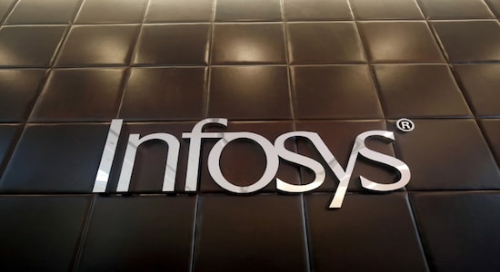 FILE PHOTO: The logo of Infosys is pictured inside the company's headquarters in Bengaluru