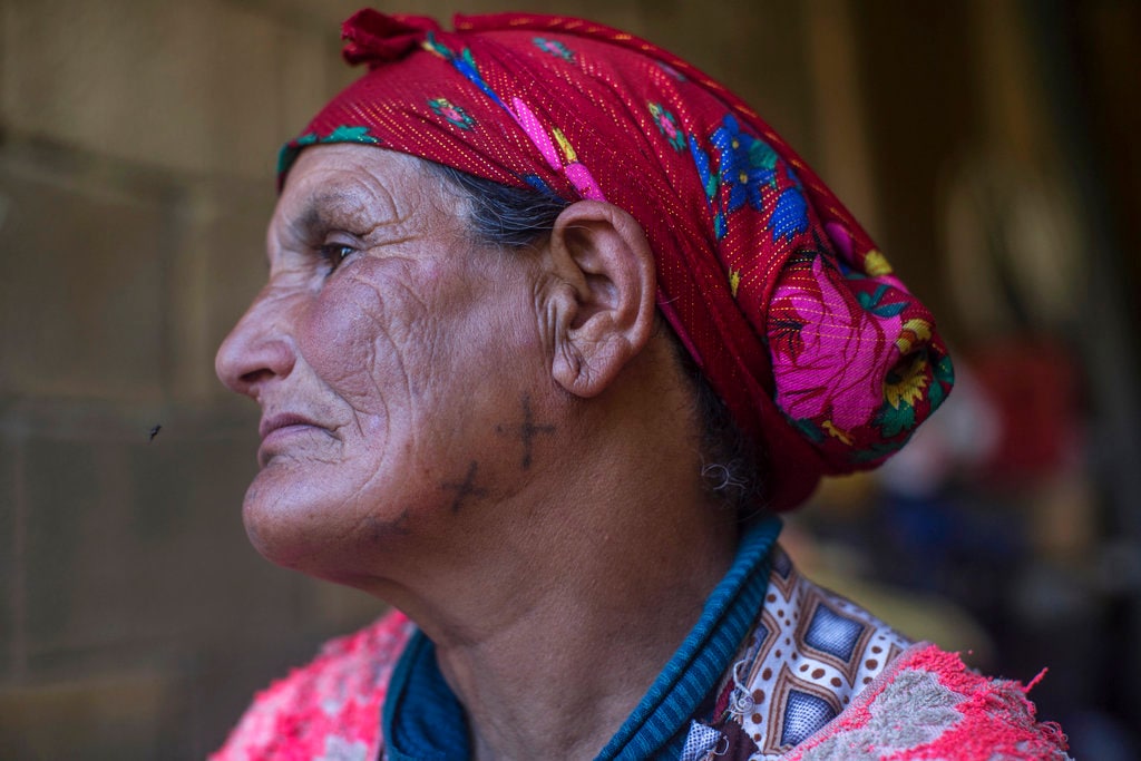 A portrait of a Berber woman with face tattoos Sefrou Morocco Stock Photo   Alamy