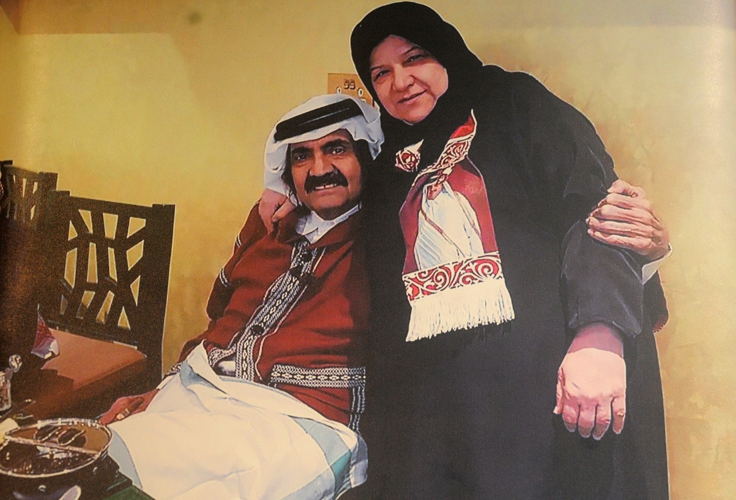 Shams al Qasabi, owner of Shams Al Shamoosh restaurant with the former Emir of Qatar 