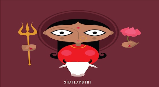 1.Shailaputri (the daughter of the mountains) is the first of the nine avatars of Durga. She is the embodiment of the powers of the Holy Trinity — Brahma, Vishnu, and Shiva. She carries a trident and a lotus in both hands and rides a bull
