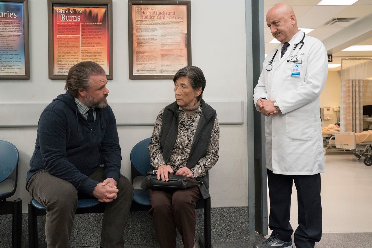 Tyler Labine as Dr. Iggy Frome, Wai Ching Ho as June Chiang and Anupam Kher as Dr. Vijay Kapoor. Photo by Virginia Sherwood/NBC