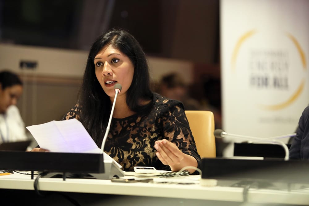 Ajaita Shah calling for a new approach to investing in women for energy access at UN HLPF