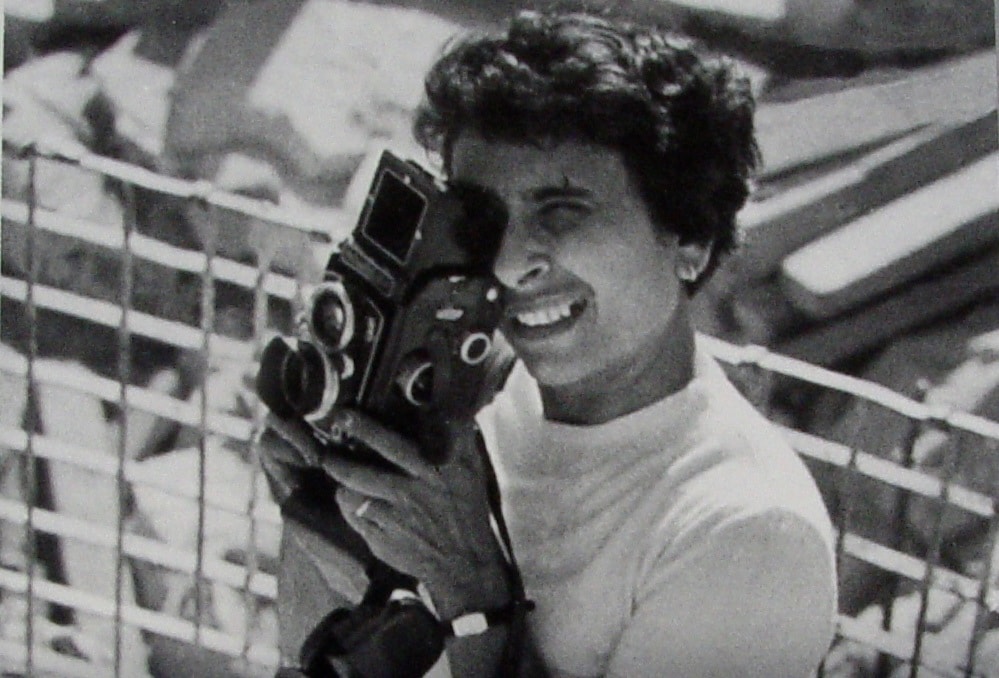 A young Homai Vyarawalla on a photography assignment.