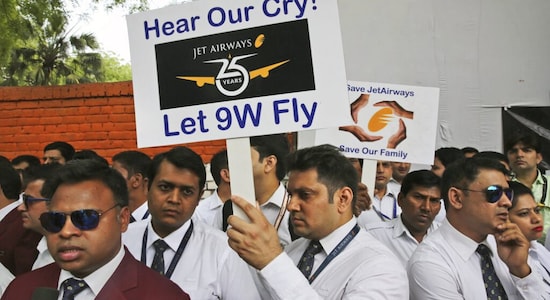 Jet Airways employees stage protest over job uncertainty