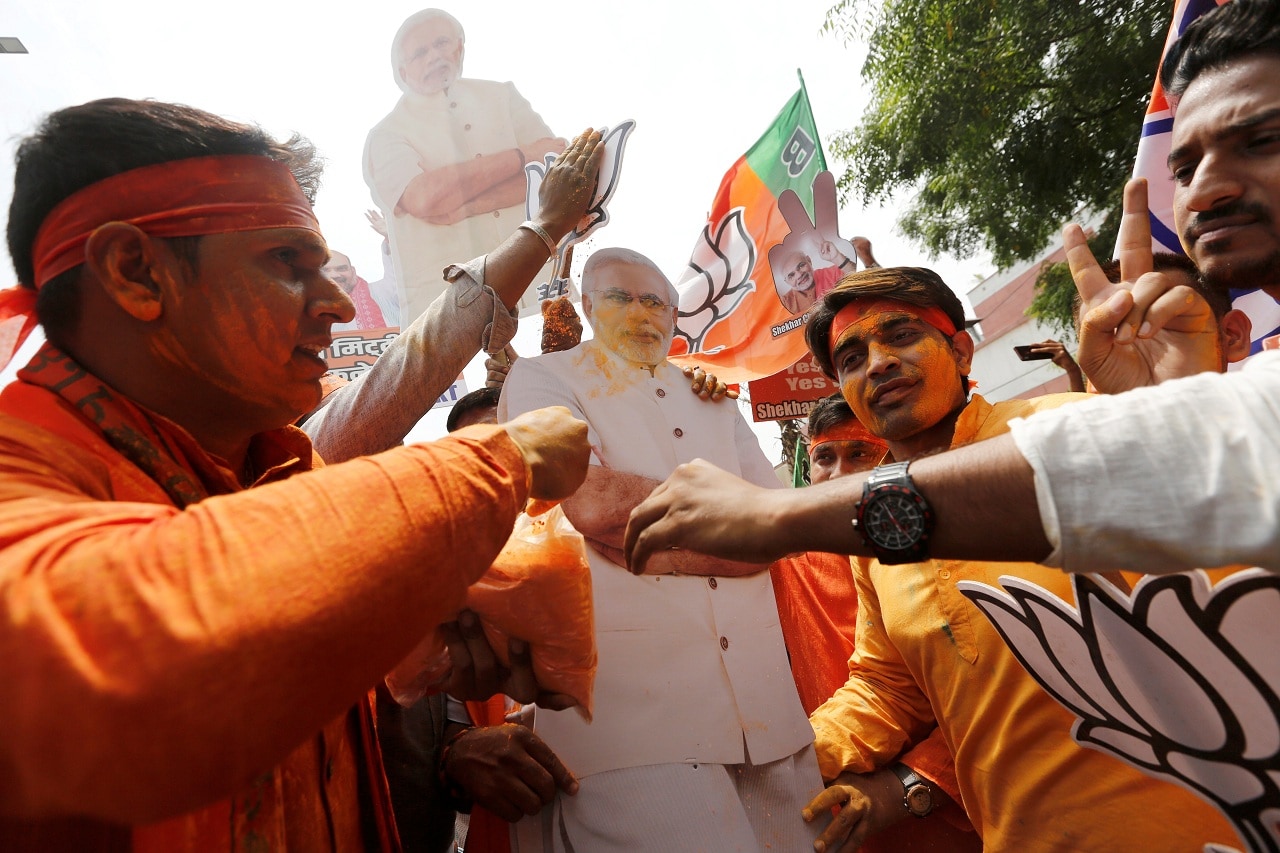 Lok Sabha Election Results: BJP party workers celebrate as early trends show clear ...