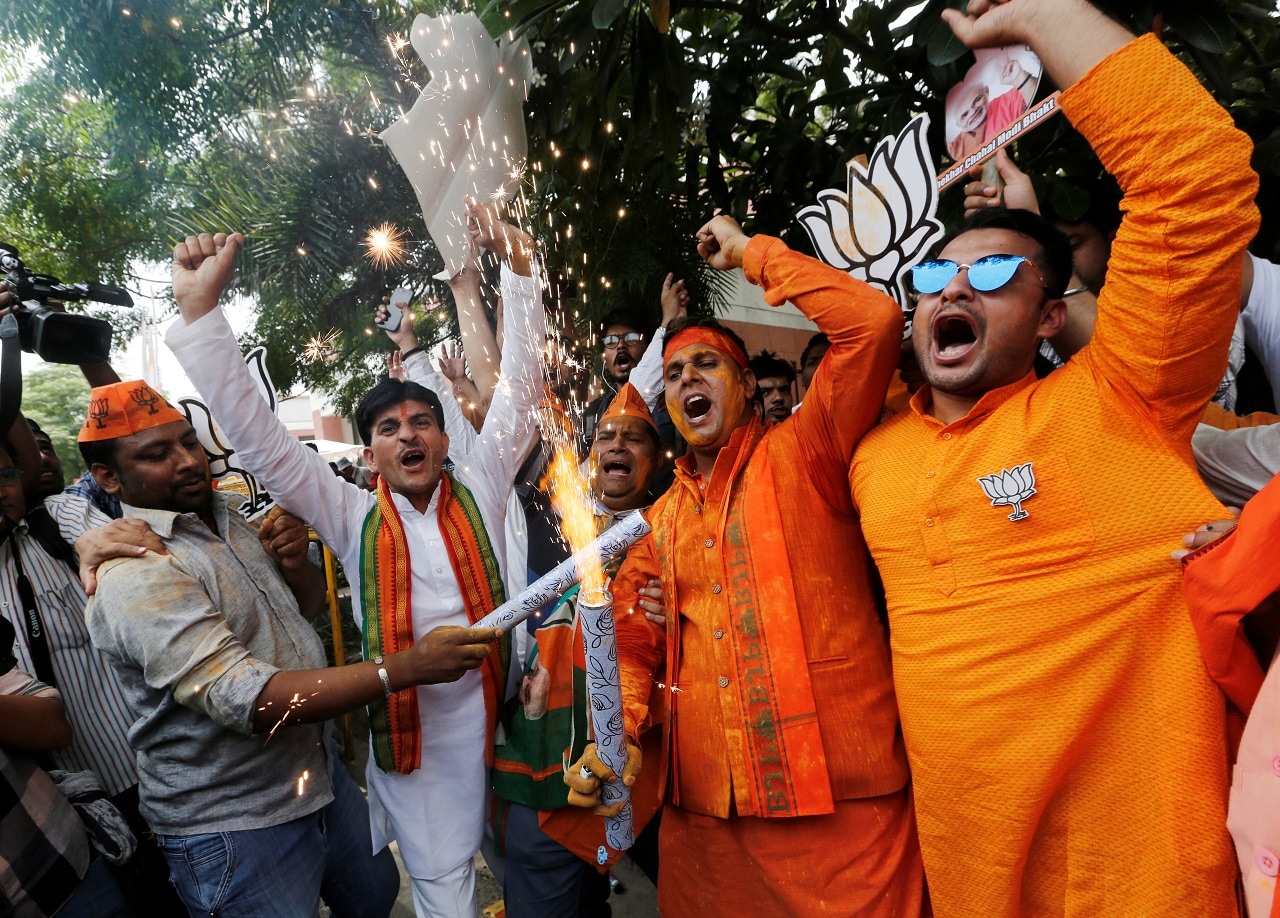 Lok Sabha Election Results: BJP party workers celebrate as early trends show clear ...