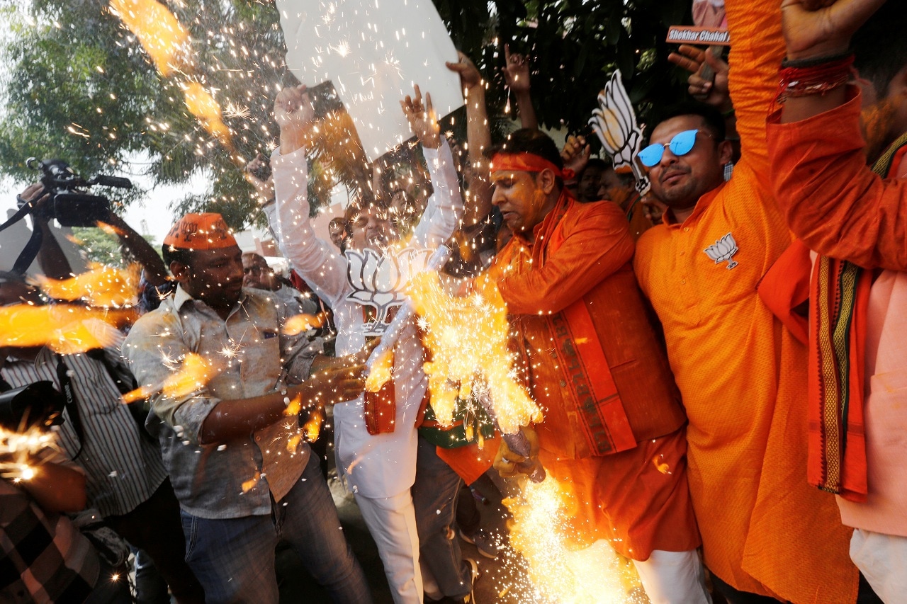 Lok Sabha Election Results: BJP party workers celebrate as early trends show clear ...1280 x 853