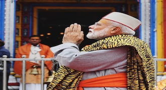 Kedarnath: Prime Minister Narendra Modi pays obeisance at Kedarnath Temple,during his two day pilgrimage to Himalayan shrines, in Rudraprayag district, Saturday, May 18, 2019. PM Modi will visit Badrinath on Sunday. (PTI Photo)(PTI5_18_2019_000078B)