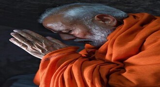 Kedarnath: Prime Minister Narendra Modi in a holy cave near Kedarnath Temple, during his two-day pilgrimage to Himalayan shrines, in Rudraprayag district, Saturday, May 18, 2019. PM Modi will visit Badrinath on Sunday. (PTI Photo) (PTI5_18_2019_000146B)