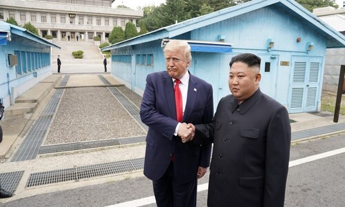 Donald Trump becomes first US president to set foot in North Korea, meets Kim Jong Un