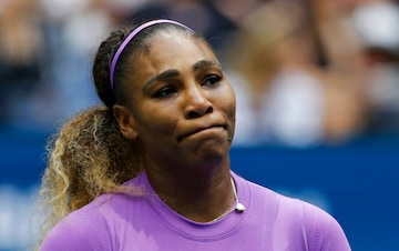 Serena Williams, of the United States, reacts after losing a point to Bianca Andreescu, of Canada, during the women's singles final of the U.S. Open tennis championships Saturday, Sept. 7, 2019, in New York. (AP Photo/Adam Hunger)