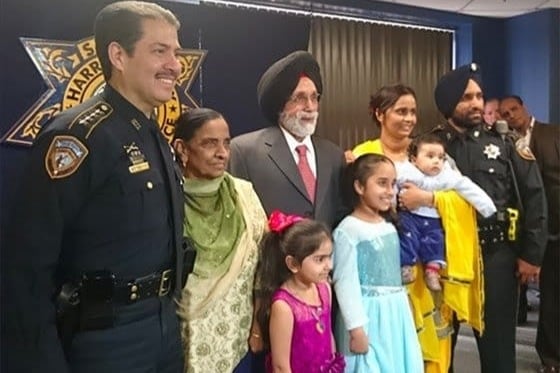 Dep Dhaliwal with his family - and father Piara Singh Dhaliwal