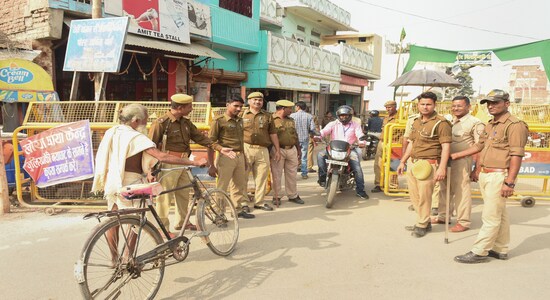 Ayodhya: Police personnel conduct searches near the site of disputed Ram Janambhoomi-Babri Masjid site, as the verdict date nears, in Ayodhya, Friday, Nov. 8, 2019. (PTI Photo/ Nand Kumar) (PTI11_8_2019_000081B) Ayodhya: Police personnel conduct searches near the site of disputed Ram Janambhoomi-Babri Masjid site, as the verdict date nears, in Ayodhya, Friday, Nov. 8, 2019. (PTI Photo/ Nand Kumar) (PTI11_8_2019_000081B)