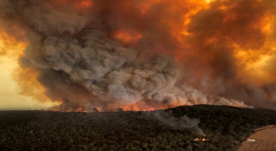 Smoke billows during bushfires in Bairnsdale, Victoria, Australia, December 30, 2019 in this picture obtained from social media. Picture taken December 30, 2019. Mandatory credit GLEN MOREY/via REUTERS Smoke billows during bushfires in Bairnsdale, Victoria, Australia, December 30, 2019 in this picture obtained from social media. Picture taken December 30, 2019. Mandatory credit GLEN MOREY/via REUTERS