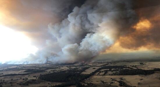 Smoke billows during bushfires in Buchan, Victoria, Australia, December 30, 2019 in this picture obtained from social media. Picture taken December 30, 2019. Mandatory credit GLEN MOREY/via REUTERS Smoke billows during bushfires in Buchan, Victoria, Australia, December 30, 2019 in this picture obtained from social media. Picture taken December 30, 2019. Mandatory credit GLEN MOREY/via REUTERS