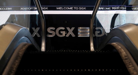 An SGX sign is pictured at Singapore Stock Exchange, sgx, sgx nifty, nifty futures