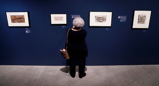 People attend the preview of &quot;Rendering Witness&quot; exhibition at the Museum of Jewish Heritage in the Manhattan borough of New York City, New York, U.S., January 15, 2020. REUTERS/Carlo Allegri