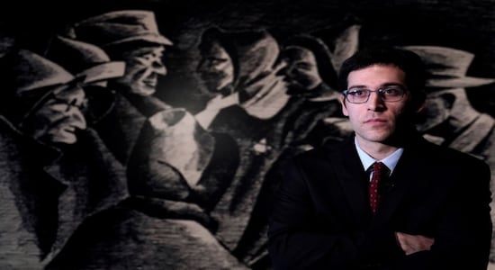 Curatorial Associate, Michael Morris poses for a portrait at the preview of "Rendering Witness" exhibition at the Museum of Jewish Heritage in the Manhattan borough of New York City, New York, U.S., January 15, 2020. REUTERS/Carlo Allegri Curatorial Associate, Michael Morris poses for a portrait at the preview of "Rendering Witness" exhibition at the Museum of Jewish Heritage in the Manhattan borough of New York City, New York, U.S., January 15, 2020. REUTERS/Carlo Allegri