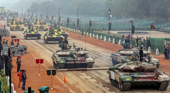 New Delhi: Army tanks and other weapon systems during a rehearsal for Republic Day 2020, at Rajpath in New Delhi, Monday, Jan. 20, 2020. (PTI Photo)(PTI1_20_2020_000139B)