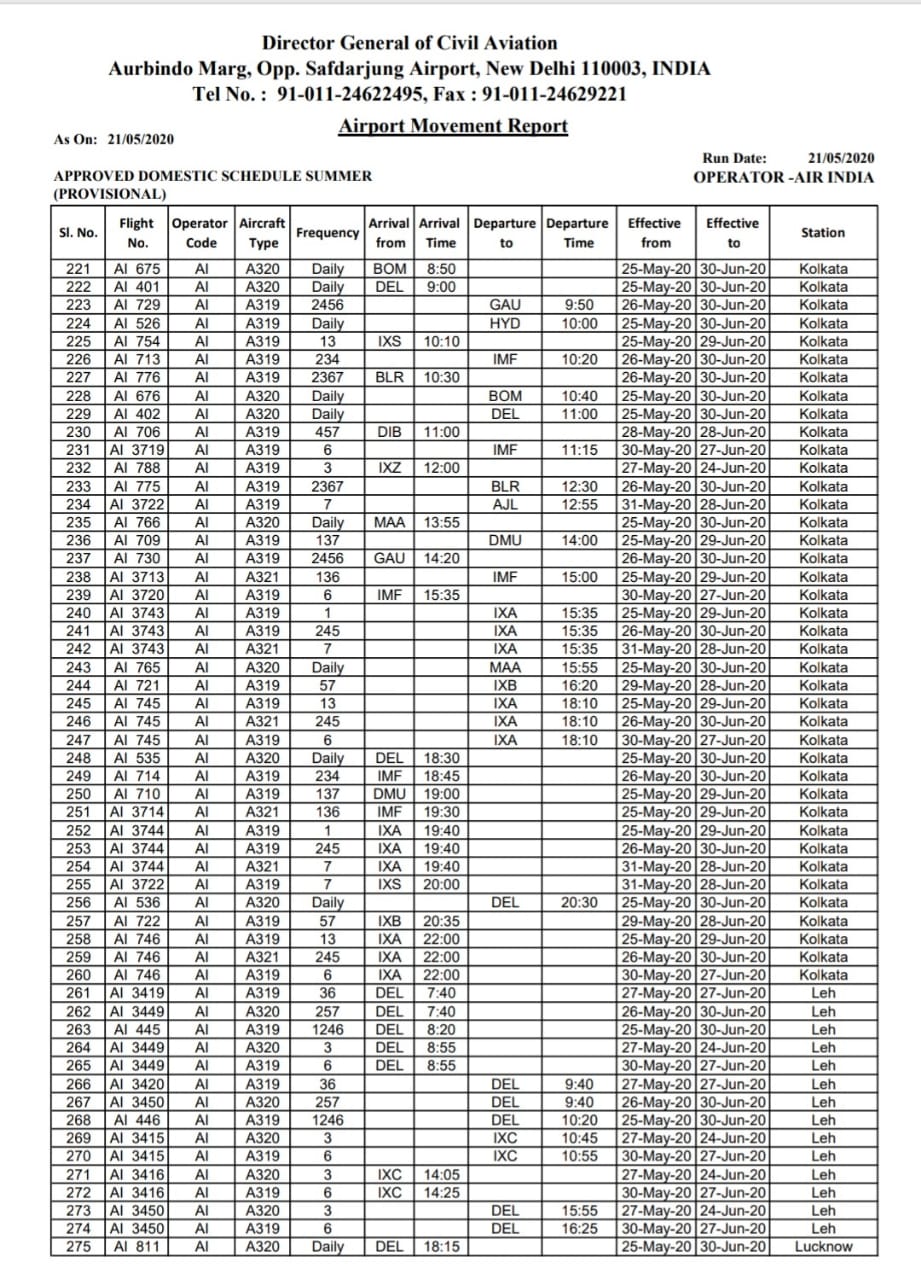 Domestic flights begin from May 25: Full schedule of Air India, Vistara ...