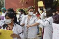 Resident doctors of NDMC hospitals protest at Jantar Mantar over salary dues