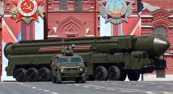 No.1 | Country: Russia | Total Nuclear Warheads as of 2021: 6,257| Per cent of all nuclear warheads in the world: 47.7% | A Russian Yars RS-24 intercontinental ballistic missile system drives during the Victory Day parade (Image: Reuters)
