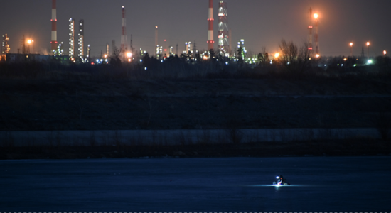 No.11 | Country: The UK | Trade Value of Crude Oil Export: $ 1.11 billion | Share in Import: 1.5% | A fisherman is seen on the ice-covered Irtysh River near an oil refinery in Omsk, Russia (Image: Reuters)