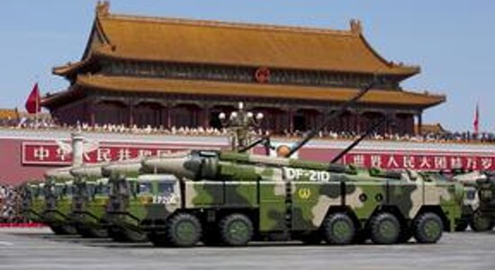 No.3 | Country: China | Total Nuclear Warheads as of 2021: 350| Per cent of all nuclear warheads in the world: 2.67% | Chinese military vehicles carrying DF-21D anti-ship ballistic missiles travel past Tiananmen Gate (Image: Reuters)